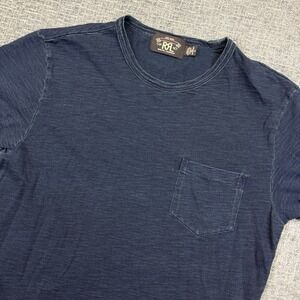 Double RL Ralph Lauren Shirt Mens Medium Indigo Dyed Blue RRL Pocket T Shirt